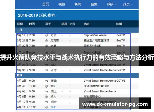提升火箭队竞技水平与战术执行力的有效策略与方法分析